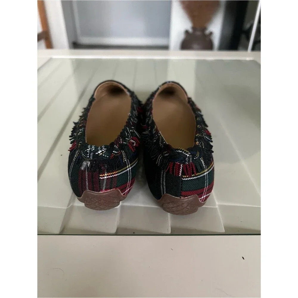Talbots Francesca Tartan Plaid Fringe Driving Loafers Flats